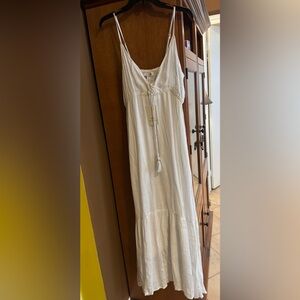 White Maxi Dress with Tassel Tie